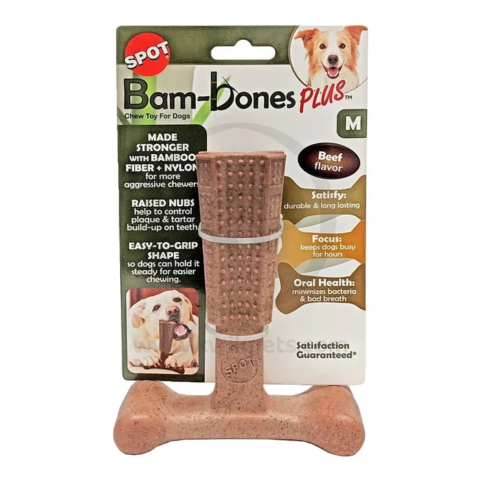 Spot Bam-Bones Plus Dog Chew Toy Beef Medium 6-in