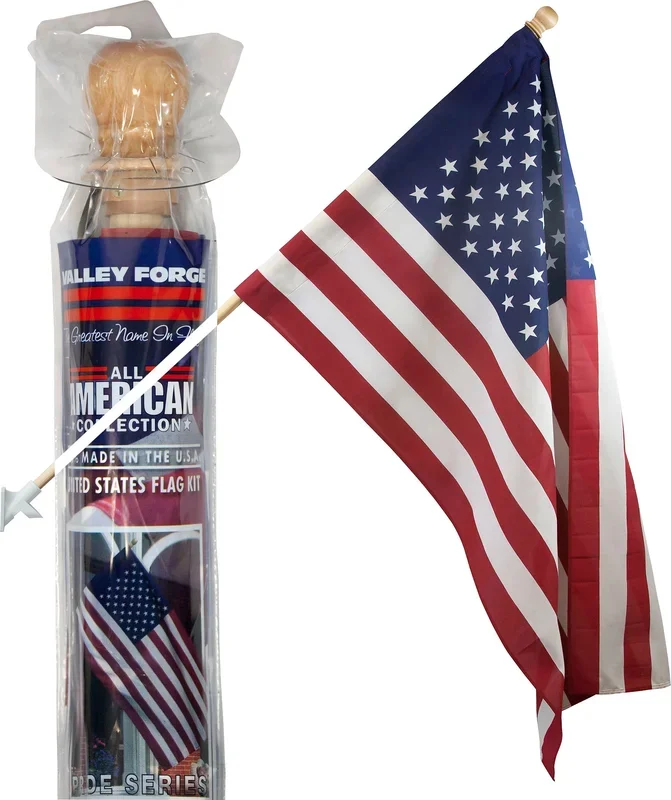 Vff Printed Polycotton Us Flag Kit W/5′ Wood Pole