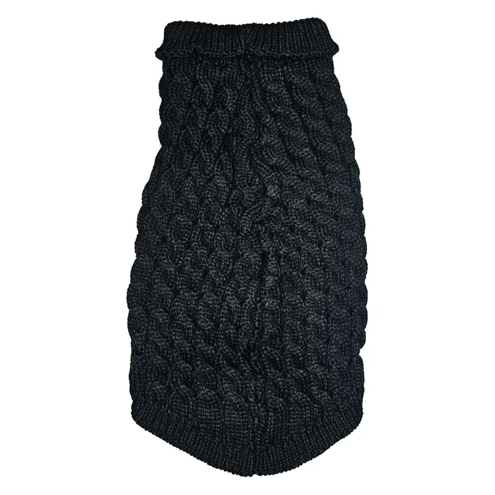 WonderfulPet Twist Knit Pullover Dog Sweater in Black
